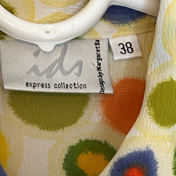 Vintage IDS Express Collection Women's Button Up LS Blouse Circle Medium Size 38 - Picture 2 of 6